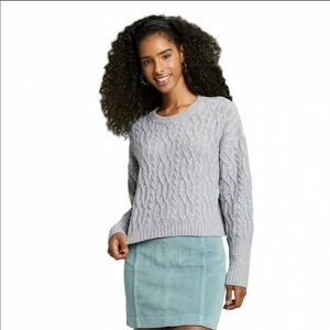 Wild Fable Gray Cable Knit Crop Sweater XXL NWT
